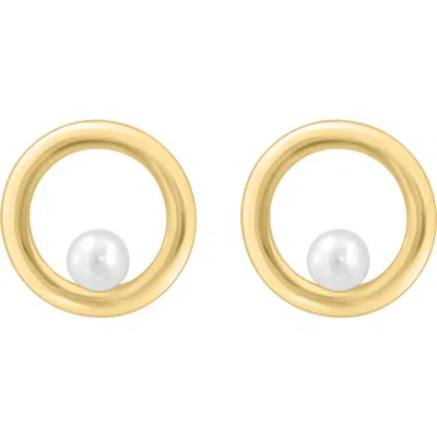 Effy Freshwater Pearl Circle Stud Earrings In White