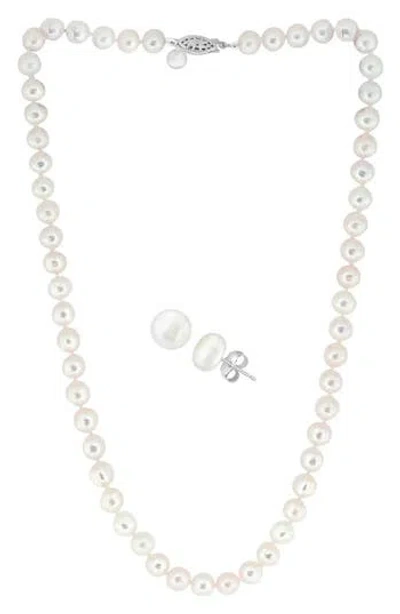 Effy Freshwater Pearl Necklace & Earrings Set In White