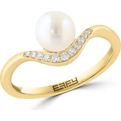 Effy Gold Plated Diamond & Freshwater Pearl Band Ring
