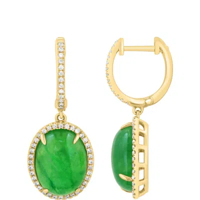Effy Gold Plated Sterling Silver Green Stone Drop Earrings