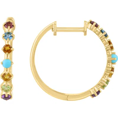 Effy Gold Plated Sterling Silver Multistone Hoop Earrings
