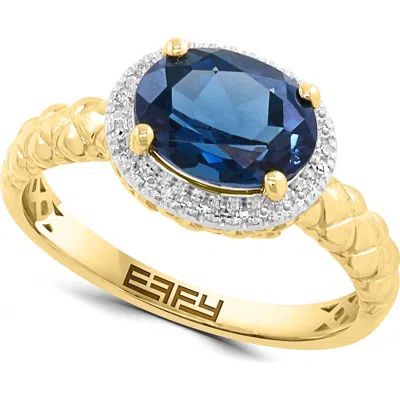 Effy Gold Plated Sterling Silver Sapphire & Diamond Halo Ring