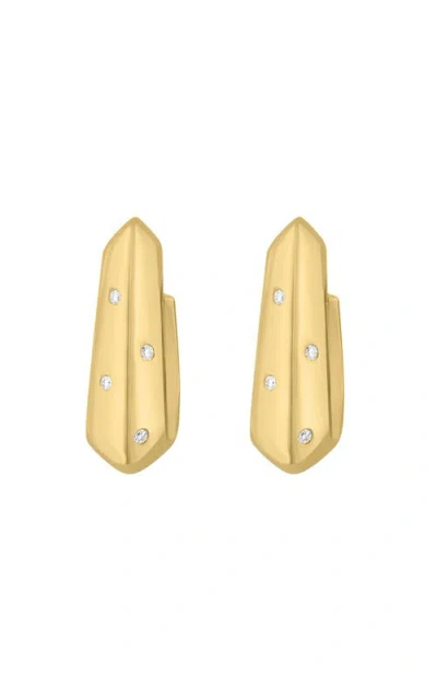 Effy Golden Orbit Bezel-set Diamond Hoop Earrings