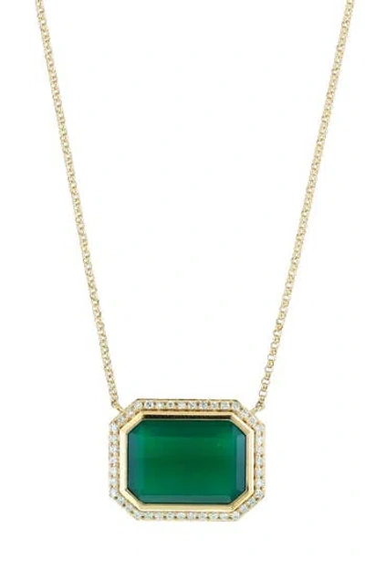 Effy Green Onyx & Diamond Necklace In Yellow Gold/green