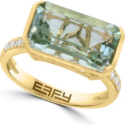 Effy Green Quartz & Diamond Ring In Yellow