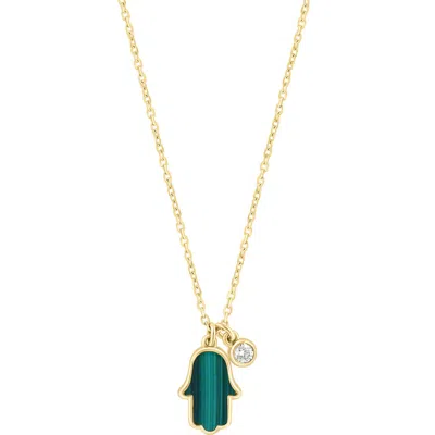 Effy Hamsa Malachite & Diamond Pendant Necklace In Gold