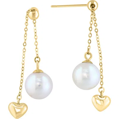 Effy Heart Freshwater Pearl Chain Drop Earrings In White