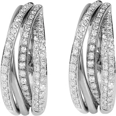Effy Interwoven Pavé Diamond Hoop Earrings In Metallic