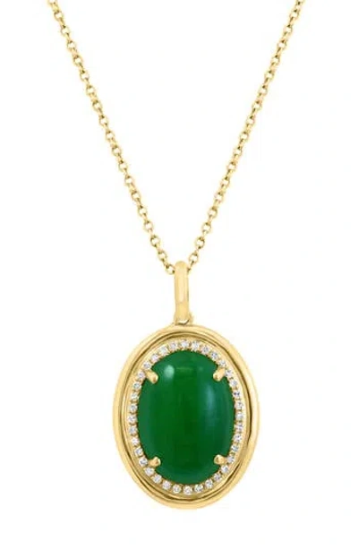 Effy Jade & Diamond Oval Pendant Necklace In Green