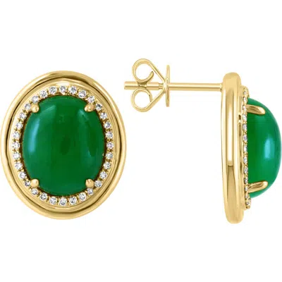 Effy Jade & Diamond Stud Earrings In Green