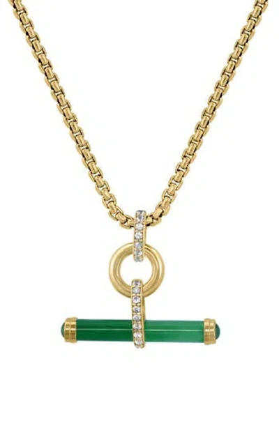 Effy Jade & White Sapphire Pendant Necklace In Green