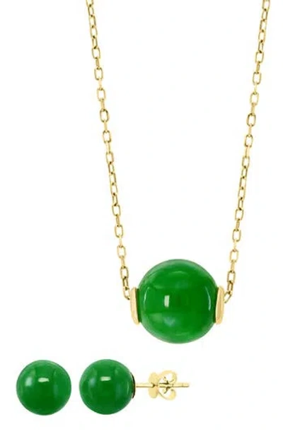 Effy Jade Earrings & Necklace Set In Green