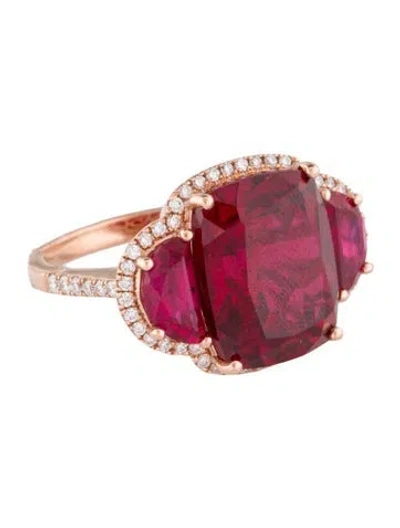 Pre-owned Effy Jewelry 14k 10.95ct Synthetic Ruby & Lab-grown Diamond Cocktail Ring In Multi