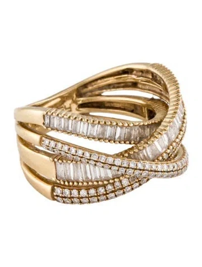 Pre-owned Effy Jewelry 14k 1.15ctw Diamond Crossover Band In Multi