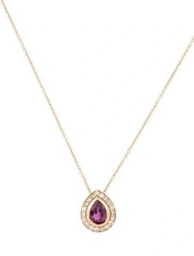 Pre-owned Effy Jewelry 14k 1.17ct Ruby & Diamond Pendant Necklace, 16" In Multi