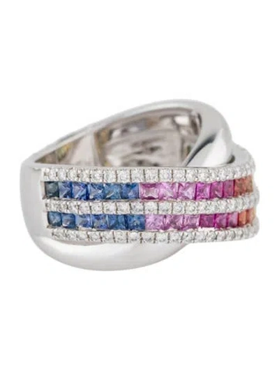 Pre-owned Effy Jewelry 14k 1.46ctw Sapphire, Ruby & Diamond Watercolors Band In Multi
