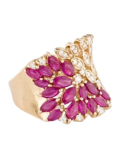 Pre-owned Effy Jewelry 14k 1.49ctw Ruby & Diamond 'ruby Royale' Band In Multi