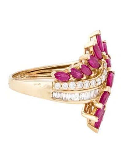 Pre-owned Effy Jewelry 14k 1.78ctw Ruby & Diamond Cocktail Ring In Multi