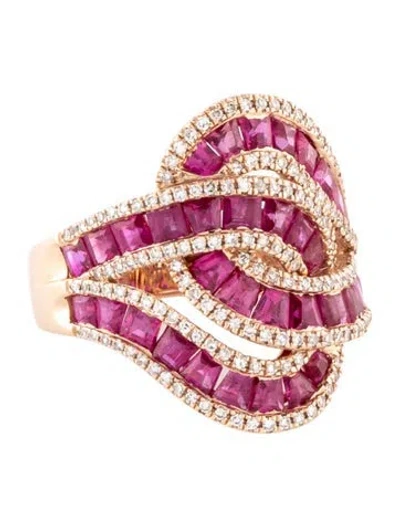Pre-owned Effy Jewelry 14k 1.94ctw Ruby And Diamond Cocktail Ring In Multi