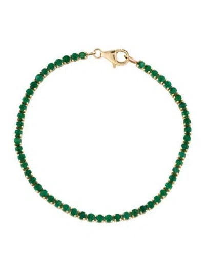 Pre-owned Effy Jewelry 14k 3.35ctw Emerald Link Bracelet, 7.25" In Multi