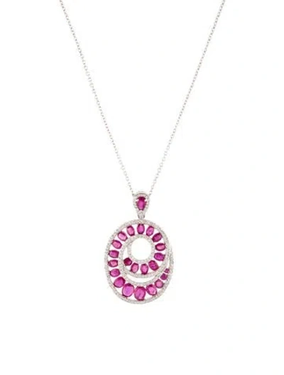 Pre-owned Effy Jewelry 14k 3.50ctw Ruby & Diamond Pendant Necklace, 18" In Multi