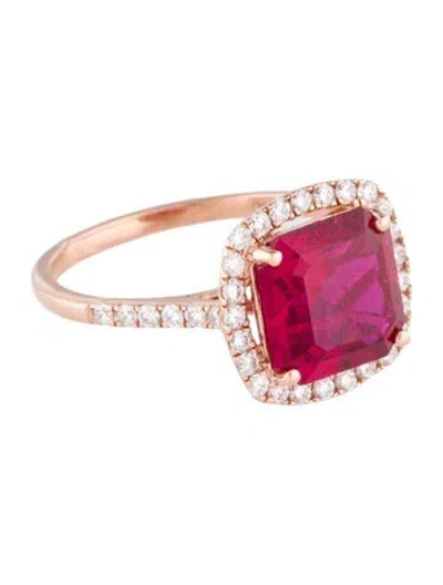Pre-owned Effy Jewelry 14k 4.09ct Synthetic Ruby & Lab-grown Diamond Cocktail Ring In Multi