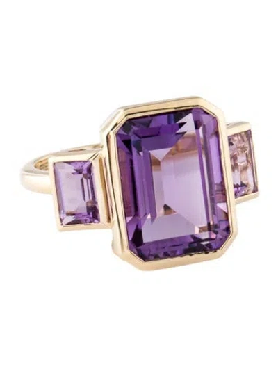 Pre-owned Effy Jewelry 14k 7.70ctw Amethyst Cocktail Ring In Multi