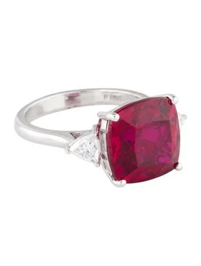 Pre-owned Effy Jewelry 14k 8.38ct Synthetic Ruby & Lab-grown Diamond Cocktail Ring In Multi