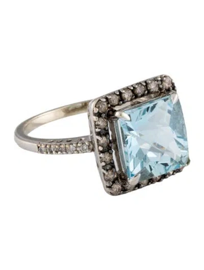 Pre-owned Effy Jewelry 14k Aquamarine & Diamond Cocktail Ring In Multi