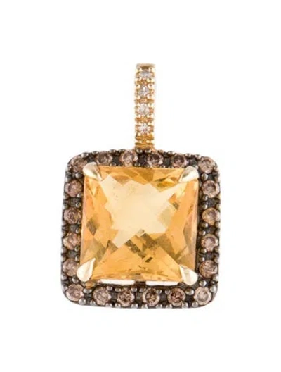 Pre-owned Effy Jewelry 14k Citrine & Diamond Pendant In Multi
