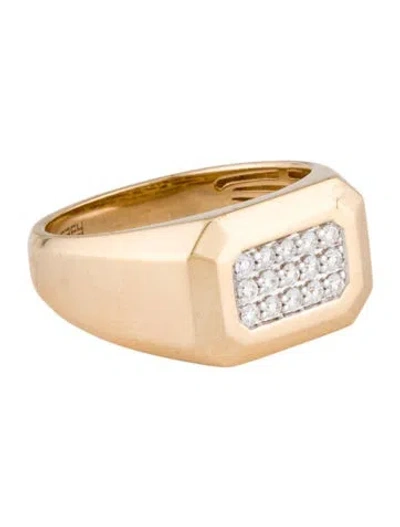 Pre-owned Effy Jewelry 14k Diamond Cluster Signet Ring W/ Tags In Multi