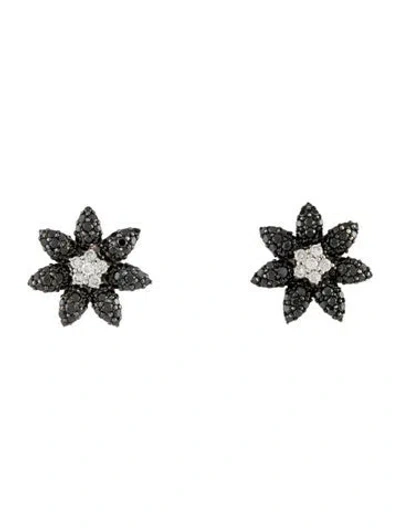 Pre-owned Effy Jewelry 14k Diamond Flower Stud Earrings In Multi