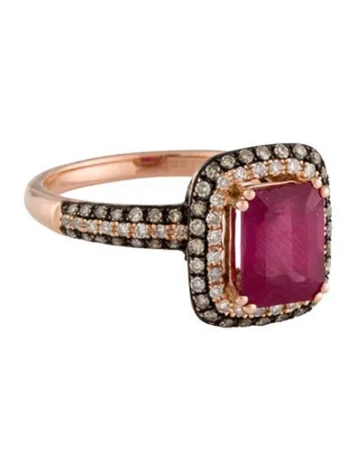Pre-owned Effy Jewelry 14k Glass 2.42ct Filled Ruby & Diamond Cocktail Ring In Multi