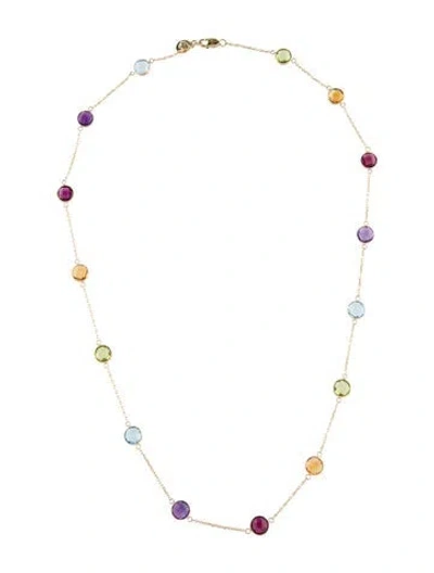 Pre-owned Effy Jewelry 14k Multistone Mosaic Station Necklace, 18"