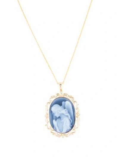 Pre-owned Effy Jewelry 14k Onyx Cameo Pendant Necklace, 18" In Multi