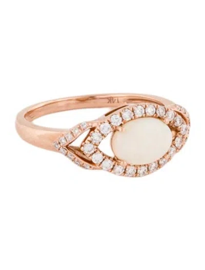 Pre-owned Effy Jewelry 14k Opal & Diamond Evil Eye Cocktail Ring In Multi