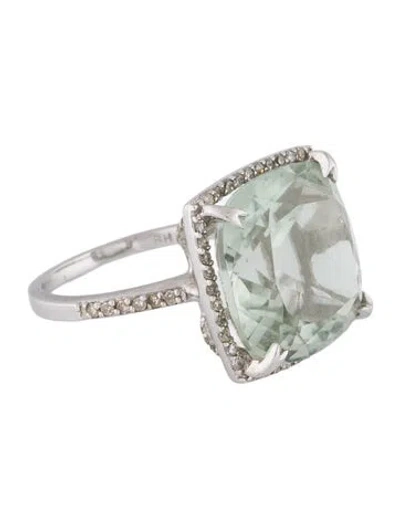 Pre-owned Effy Jewelry 14k Prasiolite & Diamond Cocktail Ring In Multi