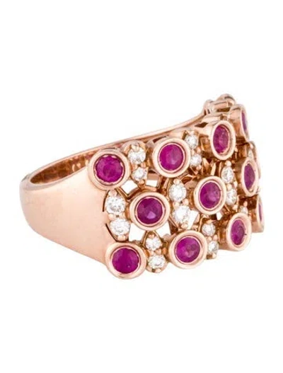 Pre-owned Effy Jewelry 14k Ruby & Diamond Cocktail Ring In Multi