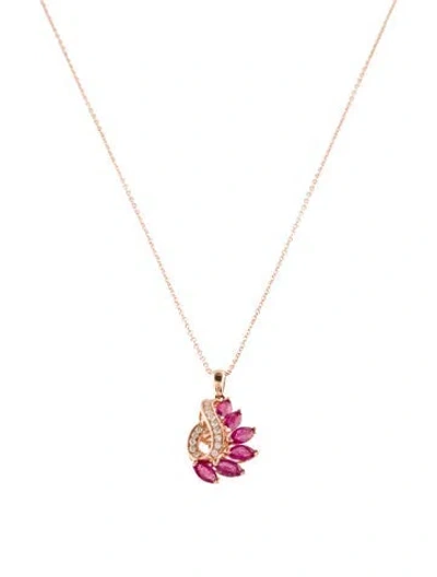 Pre-owned Effy Jewelry 14k Ruby & Diamond Pendant Necklace, 18" In Multi