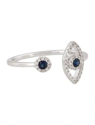 Pre-owned Effy Jewelry 14k Sapphire & Diamond Evil Eye Ring In Multi