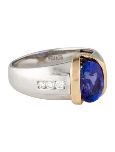Pre-owned Effy Jewelry 14k Tanzanite & Diamond Cocktail Ring In Multi