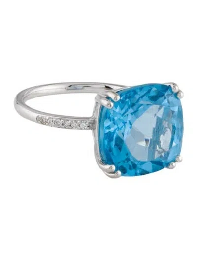 Pre-owned Effy Jewelry 14k Topaz & Diamond Cocktail Ring In Multi