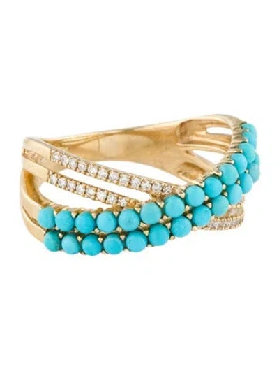 Pre-owned Effy Jewelry 14k Turquoise & Diamond Band In Multi