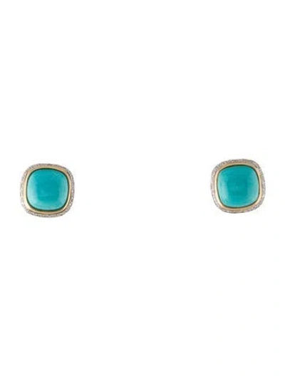 Pre-owned Effy Jewelry 14k Turquoise & Diamond Earclip Earrings In Multi