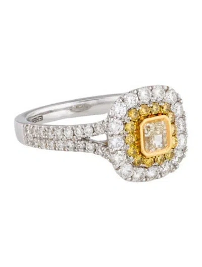Pre-owned Effy Jewelry 18k 1.67ctw Diamond Canare Cocktail Ring In Multi