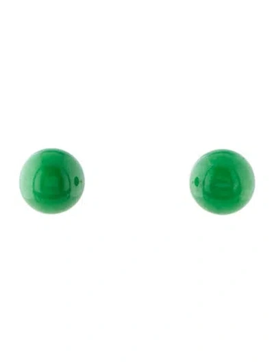 Pre-owned Effy Jewelry 18k Dyed Jadeite Stud Earrings In Multi