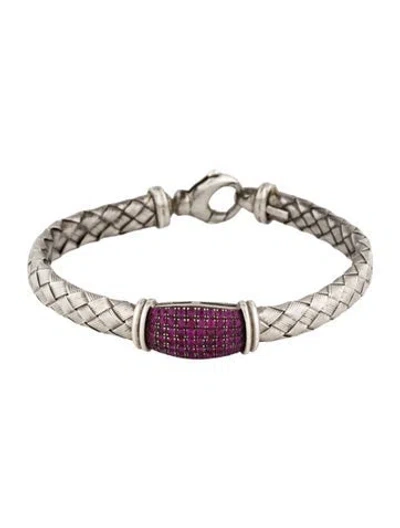Pre-owned Effy Jewelry 5.40ctw Ruby Braided Bracelet, 6.75" In Multi