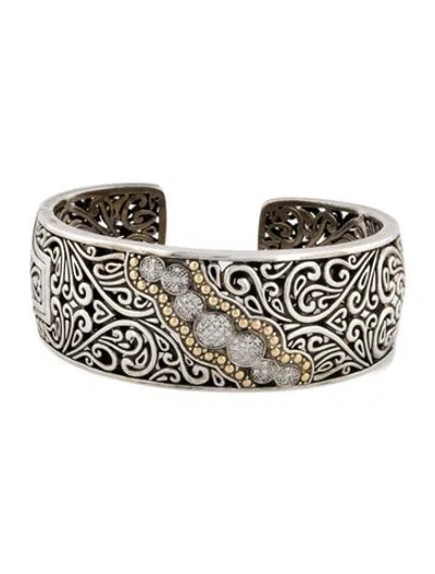 Pre-owned Effy Jewelry Diamond Balissima Round Swirl Cuff Bracelet, 7" In Multi