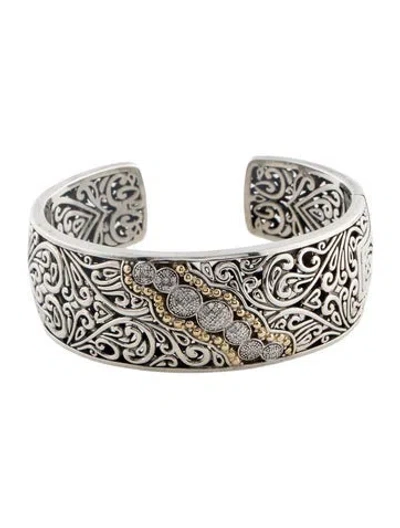 Pre-owned Effy Jewelry Diamond Balissima Round Swirl Cuff Bracelet, 7.5" In Multi