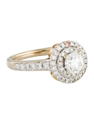 Pre-owned Effy Jewelry Diamond Double Halo Engagement Ring In Multi